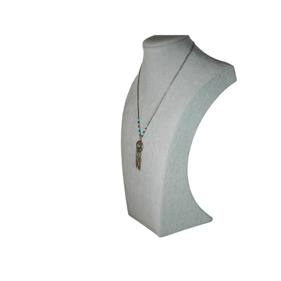 Navajo Pierced Earrings Necklace Set Sterling Silver Turquoise Vintage - Picture 5 of 14